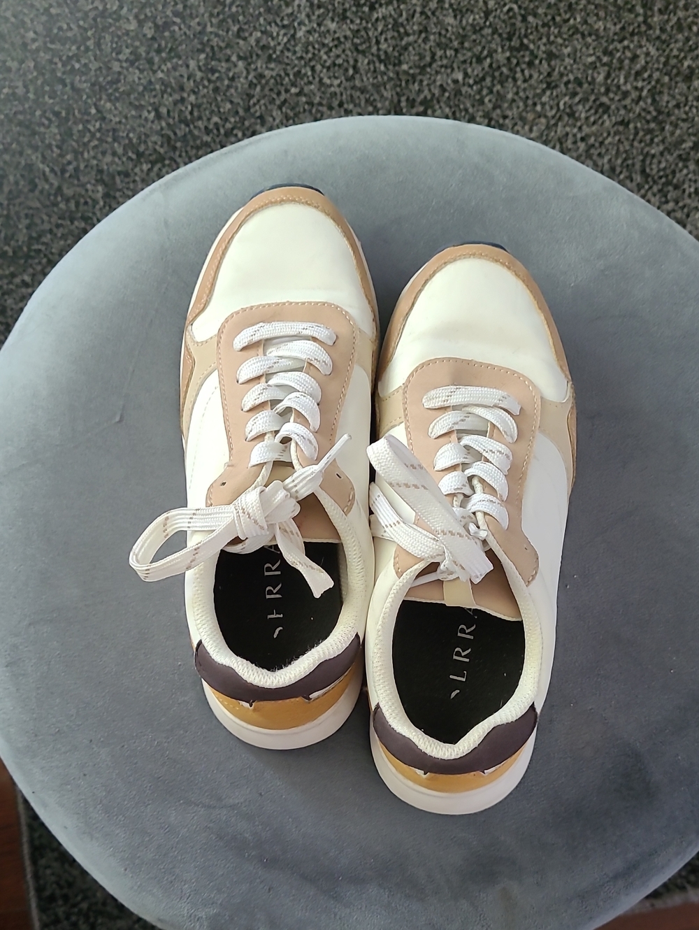 Serra White and Tan Women's Lace-Up Sneakers
